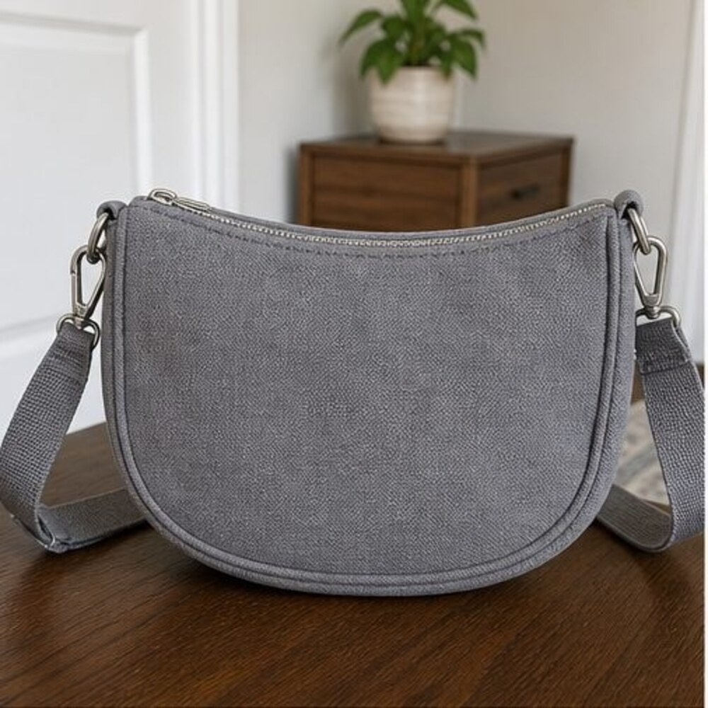 Charcoal Woven Crossbody Bag